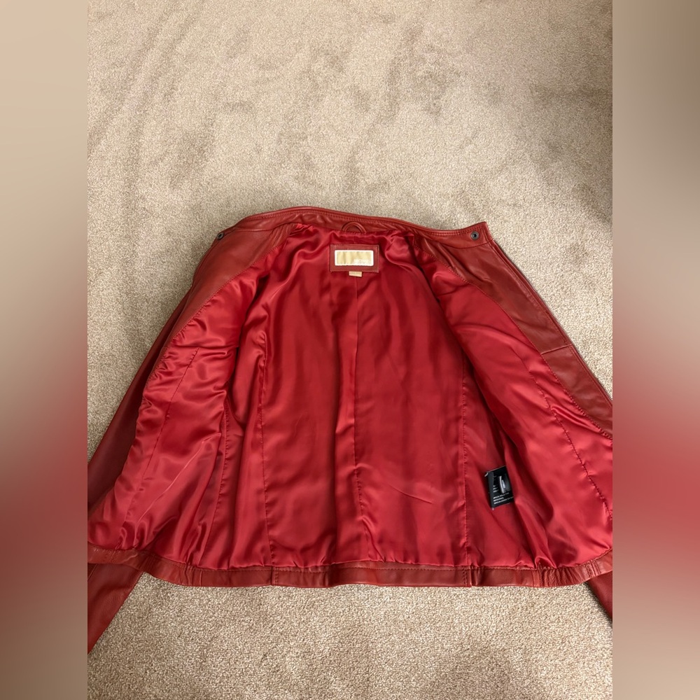 MICHAEL Michael Kors Authentic Red Leather Jacket - Size L - Picture 4 of 7